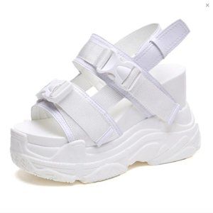 White platform sandals